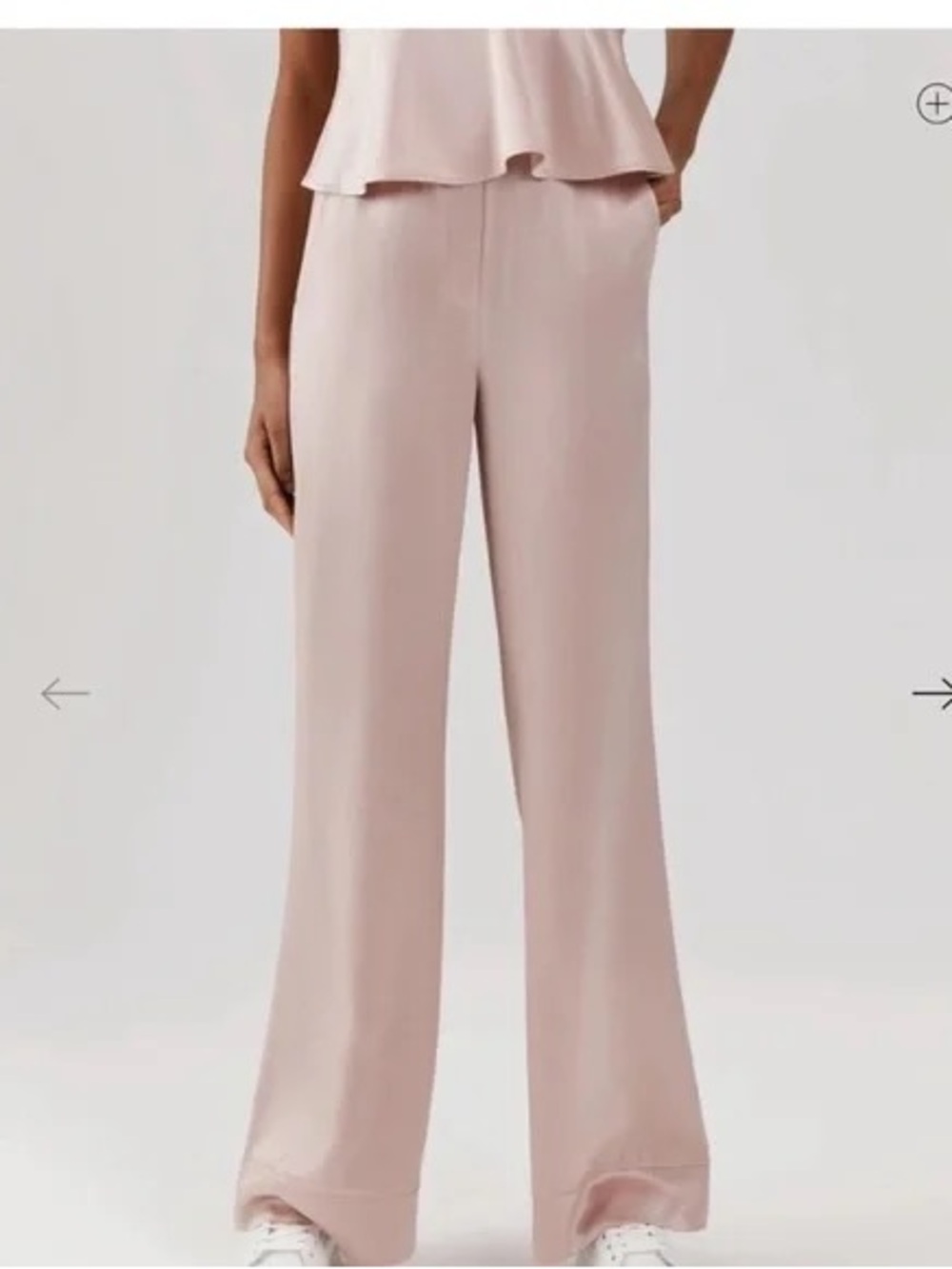 NWT Something Navy Dusty Rose Wide-Leg Satin Pants